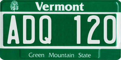VT license plate ADQ120