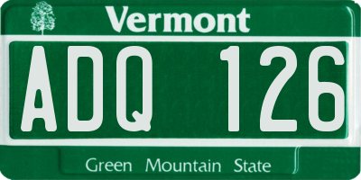 VT license plate ADQ126