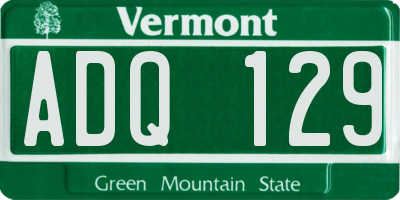 VT license plate ADQ129