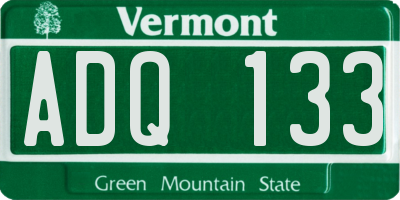 VT license plate ADQ133