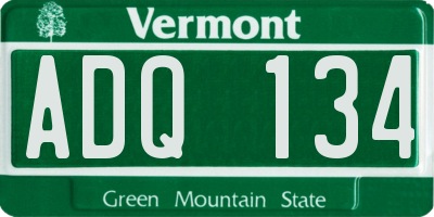 VT license plate ADQ134