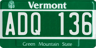 VT license plate ADQ136