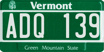 VT license plate ADQ139
