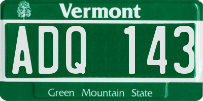 VT license plate ADQ143