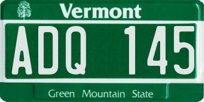 VT license plate ADQ145