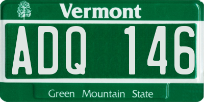 VT license plate ADQ146