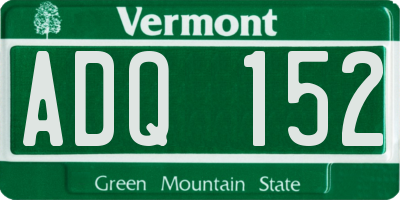 VT license plate ADQ152