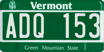 VT license plate ADQ153