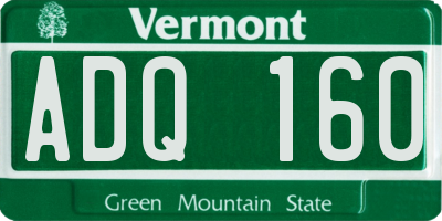 VT license plate ADQ160