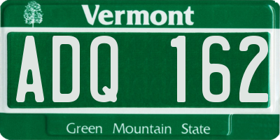 VT license plate ADQ162