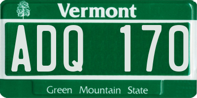VT license plate ADQ170