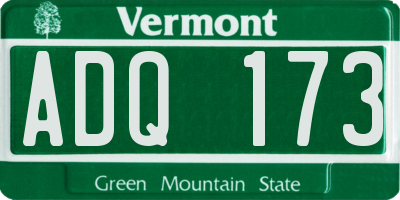 VT license plate ADQ173