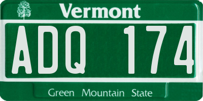 VT license plate ADQ174