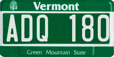 VT license plate ADQ180