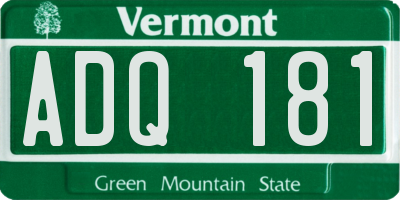 VT license plate ADQ181
