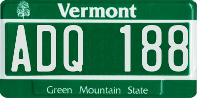 VT license plate ADQ188