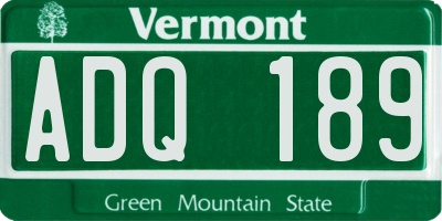 VT license plate ADQ189