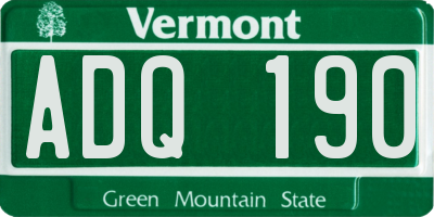 VT license plate ADQ190