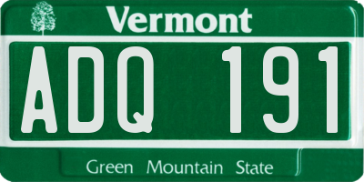 VT license plate ADQ191