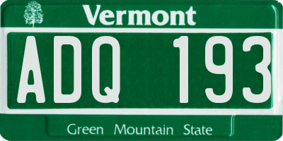 VT license plate ADQ193