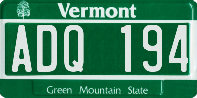 VT license plate ADQ194