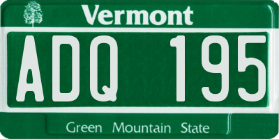 VT license plate ADQ195
