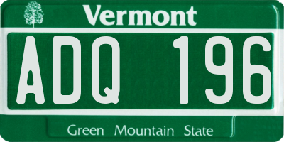 VT license plate ADQ196