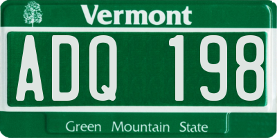 VT license plate ADQ198