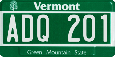 VT license plate ADQ201