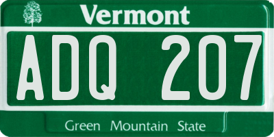 VT license plate ADQ207