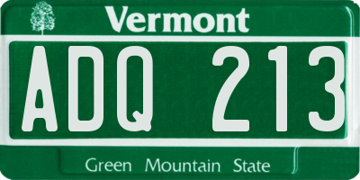 VT license plate ADQ213