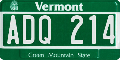 VT license plate ADQ214