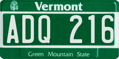 VT license plate ADQ216