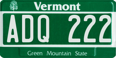 VT license plate ADQ222