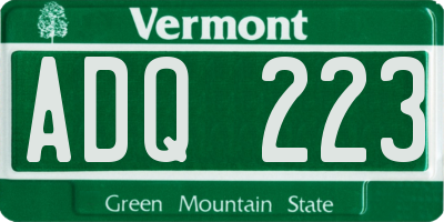 VT license plate ADQ223