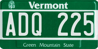 VT license plate ADQ225
