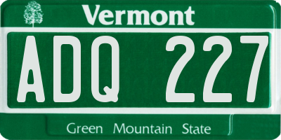 VT license plate ADQ227