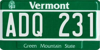 VT license plate ADQ231
