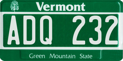 VT license plate ADQ232