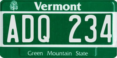 VT license plate ADQ234