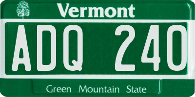 VT license plate ADQ240