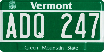 VT license plate ADQ247