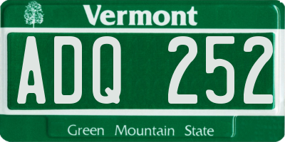 VT license plate ADQ252