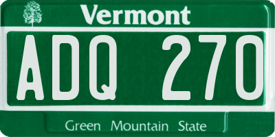 VT license plate ADQ270