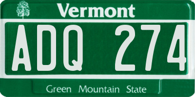 VT license plate ADQ274