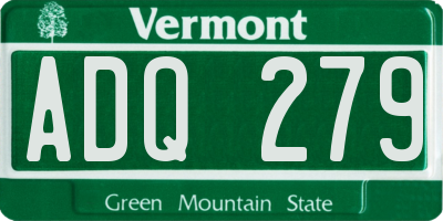 VT license plate ADQ279