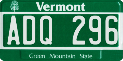 VT license plate ADQ296