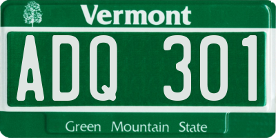 VT license plate ADQ301
