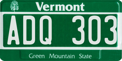 VT license plate ADQ303