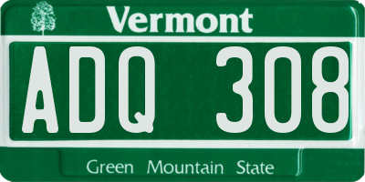 VT license plate ADQ308